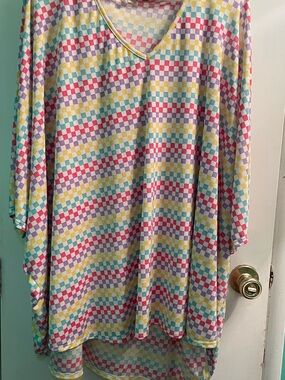 Jennaration Multicolor Checker Top - Pastel Rainbow